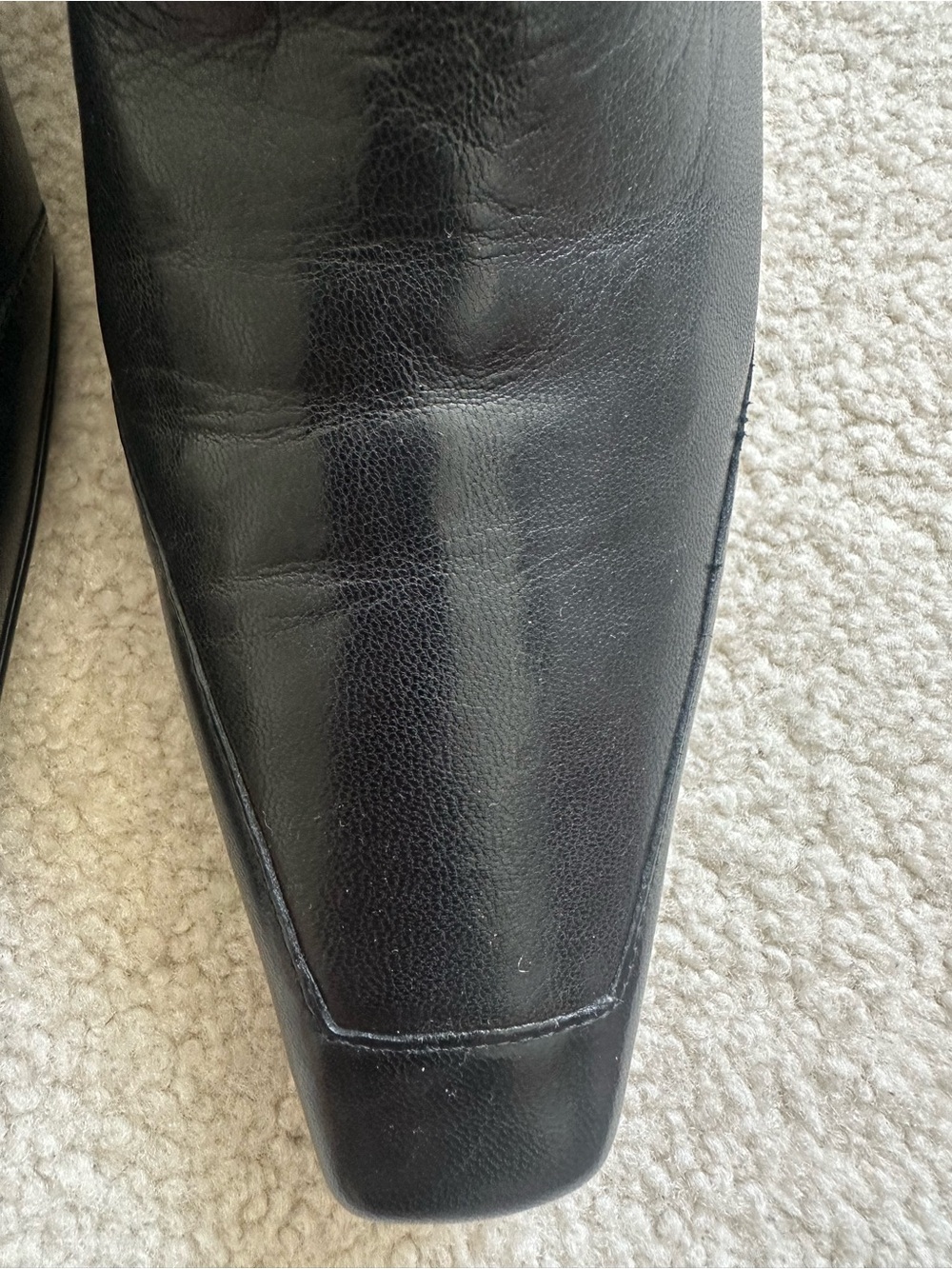 Jeffrey Campbell Black Leather Square-Toe Zip Ankle Booties - Picture 2 of 7
